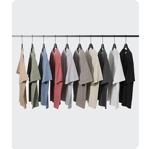 High Quality T-shirt 100 Cotton Mens Solid Color Vintage Washed Loose t Shirt Men Oversized - Product Image 3