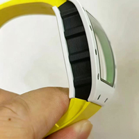 Montre mécanique Top 061 en céramique blanche avec cadran squelette vert, pour homme, style sport et affaires
