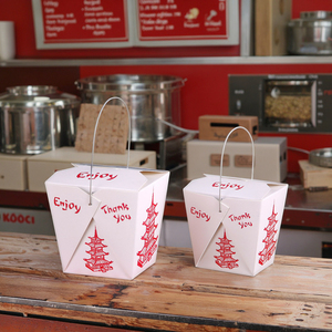 Chất lượng cao xách tay có thể tái chế vuông giấy kraft Hộp Ăn Trưa với xử lý cho mì thức ăn nhanh Takeaway đóng dấu in ấn - Product Image 1