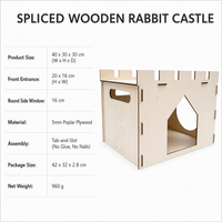 YAOYUE Château pour lapins en bois assemblé, en contreplaqué de peuplier, petite maison pour animaux de compagnie, assemblage par languettes et fentes pour lapins, cochons d'Inde, hamsters