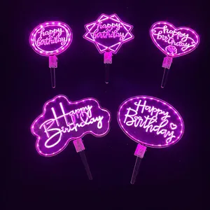 LED Cake Topper luce notturna Happy Birthday acrilico strumenti di <span class=keywords><strong>decorazione</strong></span> per san valentino festa di nozze <span class=keywords><strong>torta</strong></span> <span class=keywords><strong>decorazione</strong></span> - Product Image 5