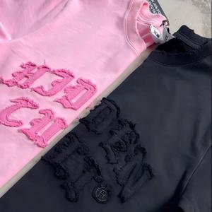 Camiseta de Algodón de Alta Calidad con Bordado de Parches, Estilo Urbano, Holgada, para Hombre, Personalizada, de Manga Corta, Unisex - Product Image 2