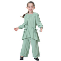 Kinderkleding Nieuwe Lente/Herfst Meisjes Effen Kleur Top, Meisjes Wijde Pijpen Broek Set Groothandel voor Modieuze Meisjes Sets