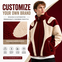 Veste d'hiver en polaire Sherpa à blocs de couleur, résistante au vent, doublure 720GSM, streetwear, OEM, MOQ 50 pièces