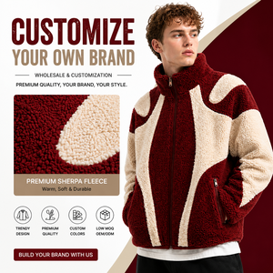 Chaqueta de Invierno de Forro Polar Sherpa con Bloques de Color para Marcas de Ropa Urbana |   Forro Interior Frontal de 720GSM, Carcasa Resistente al Viento, MOQ 50 Piezas, OEM - Product Image 1