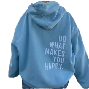 Suéter con Capucha para Mujer, Otoño Invierno, Manga Larga, Estampado de Letras, Bolsillos, Casual, Deportivo, Talla Grande, Cortavientos, Ecológico - Product Image 1