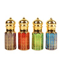 Botol Parfum Kaca 3ml 6ml 12ml Gaya Arab untuk Minyak Atsiri, Serum Perawatan Kulit, dengan Tutup Aluminium dan Saringan untuk Roll-On
