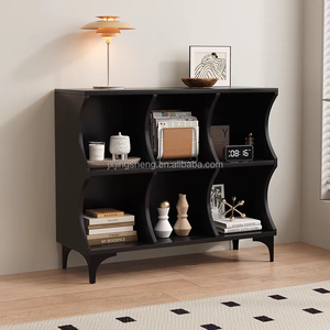 1PC Étagère <span class=keywords><strong>de</strong></span> rangement blanche/noire en MDF, bibliothèque à 6 cubes, meuble <span class=keywords><strong>de</strong></span> rangement élégant pour salon, style moderne - Product Image 1