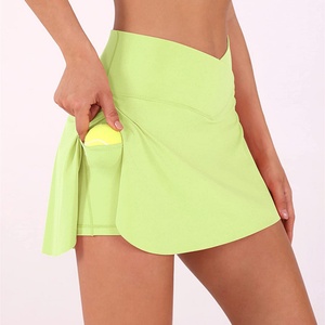 Falda deportiva de tenis y pickleball de cintura alta, ancha y activa, con bolsillo para teléfono, transpirable, antiestática y sostenible, al por mayor. - Product Image 3