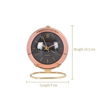 Réveil analogique sphérique rétro en métal avec fonction veilleuse, horloge de table à quartz pour la maison et le bureau