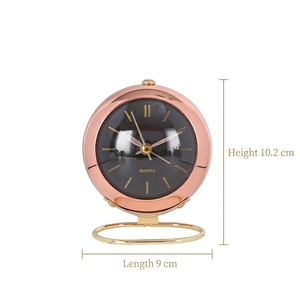 <span class=keywords><strong>Orologio</strong></span> Sferico Retrò in Metallo con Funzione Luce Notturna, Sveglia Analogica al Quarzo da Tavolo per Casa e Ufficio - Product Image 5