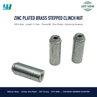 Insert Spacer Presisi Self Clinching Nut Berlapis Seng Kuningan Berulir M2 Female Threaded Press Fit untuk Mesin