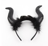 Devil Horn Haarband mit Federn Big Cloth Halloween Kostüm Zubehör in Tasche Verpackung