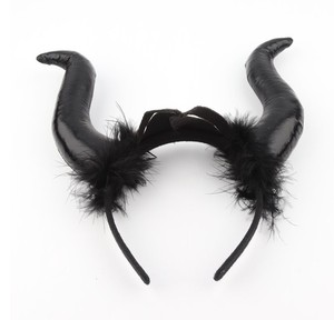 <strong>Devil</strong> <strong>Horn</strong> Hair Band with Feathers Big Cloth Halloween Costume Accessory in Bag Packaging - Product Image 5