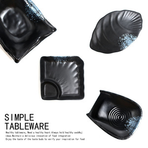 Irregular Black <b>Ceramic</b> <b>Plate</b> For Restaurant Hotel Food Durable Serving Dish Party Use - Product Image 4