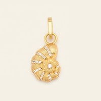 Collection Océan – Breloque Hypoallergénique en Laiton Plaqué Or 14K 18K, Motif Coquillage et Perle, pour la Fabrication de Bijoux DIY