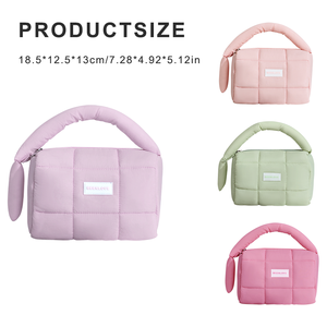 Customized logo zipper travel cotton pad nylon handbag cosmetics <b>makeup</b> <b>bag</b> round handheld <b>makeup</b> <b>bag</b> - Product Image 5