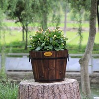 Jardinière ronde en bois carbonisé anti-corrosion, baril ovale en bois massif pour la plantation sur balcon, plantes vertes, légumes, fleurs