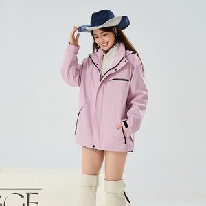 Chaqueta Cortavientos para Mujer con Forro Interior, Color Sólido en Contraste, Abrigo de Trabajo para Invierno - Product Image 1