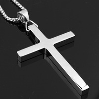 2026D003 bijoux pour hommes européens américains Style Simple 9*4.9CM acier inoxydable grande croix pendentif plaqué or collier de mode