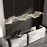 Lustre suspendu LED linéaire moderne minimaliste personnalisé, or, noir, blanc, lames de plafond pour hôtel, intérieur, maison