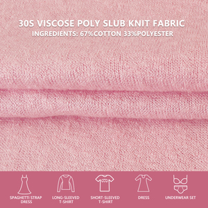 Tela de punto de viscosa y poliéster con textura slub de 30S, 165 cm de ancho, 135 g/m², suave y texturizada, para camisetas, camisetas interiores y prendas de vestir. - Product Image 1