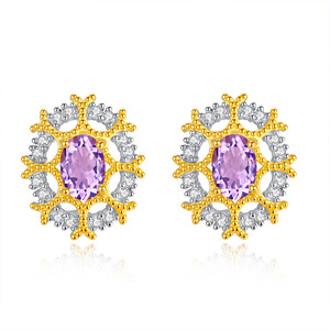 9 Dainty 925 Silver Gold Plated Two Tone Stud <b>Earrings</b> Trendy Wedding Luxury 4*6mm Oval Cut Natural Stone Colored Gemstone - Product Image 1