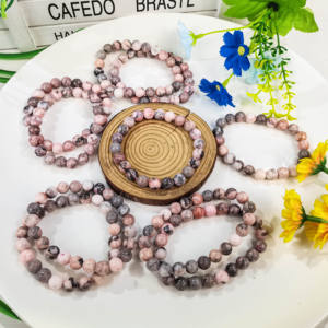 All'ingrosso naturale 8mm cristalli di lucidatura pietre curative <span class=keywords><strong>rosa</strong></span> <span class=keywords><strong>agata</strong></span> braccialetto per Feng Shui - Product Image 1