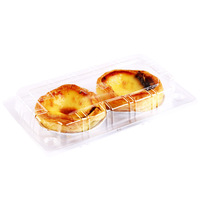 Boîte en plastique jetable transparente à clapet pour gâteaux, desserts, biscuits, boîtes d'emballage pour tarte aux œufs de qualité alimentaire