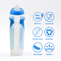 Bouteilles d'eau de vélo en plastique de qualité alimentaire sans BPA Poignée en caoutchouc Vélo de montagne en plein air Cyclisme Squeeze Anti-fuite Léger Écologique