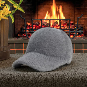 Casquette de baseball unisexe 6 panneaux en tissu chaud et épais avec fourrure douce, boucle en cuivre doré, <span class=keywords><strong>couleur</strong></span> unie, pour usage décontracté, sportif et extérieur - Product Image 1