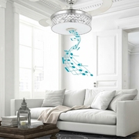 Ventilateur de plafond rétractable Crystal de 42 pouces avec lumière, haut-parleur Bluetooth intégré, éclairage multicolore RVB, 6 vitesses réversibles