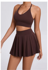 Европейско-американский комплект для тенниса и гольфа: повседневный комплект из двух предметов (бра и короткая юбка) для спортзала, бега, йоги и фитнеса, дышащий - Product Image 5