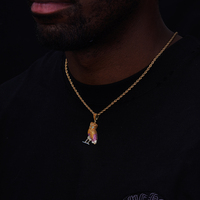 Pendentif Hibou Œil de Rubis en Laiton pour Hommes, Style Hip Hop, Sertie de Zircons Cubiques, Prix de Gros