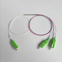 Singlemode PLC G.657.A.1 1x2 Modul Mini Pembagi Serat Optik 0.9mm Konektor Serat SC/APC Kaset Aluminium Penggunaan FTTX