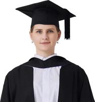 Chapeau de remise de diplôme de luxe noir en feutre de haute qualité, style universitaire britannique, pour adultes, avec logo personnalisé, pour la remise des diplômes en Australie