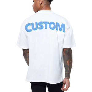 T-shirt en jersey simple 250 g/m² avec logo imprimé en relief, style streetwear oversize pour jeunes, grandes tailles, col rond - Product Image 2