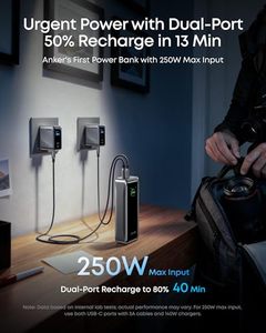 Anker Prime Power Bank, 26,250mAh เครื่องชาร์จพกพา 3 พอร์ต พร้อมกำลังไฟสูงสุด 300W, ชาร์จได้สองทิศทาง, ได้รับการรับรองจาก TSA, ควบคุมผ่านแอป A110A - Product Image 6