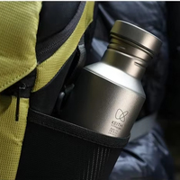 Bouteille d'eau de sport en titane pur écologique personnalisée ultra-légère 13,5 oz Gris argenté sablé Utilitaire urbain Moderne