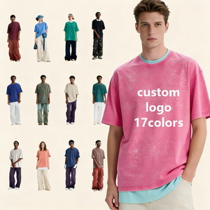 Camiseta Extra Grande Vintage para Hombre, 230g, 100% Algodón, Logotipo Personalizado, Camiseta Lavada de Alta Calidad, 17 Opciones de Color - Product Image 1
