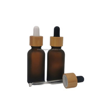 Flacon compte-gouttes en verre dépoli avec col en bambou pour huiles essentielles et cosmétiques, vide, 5ml, 10ml, 15ml, 20ml, 30ml, 50ml, 100ml, 1oz