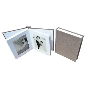 Couro de linho DIY Slip-in emaranhado Photo Album Book com tapetes montados