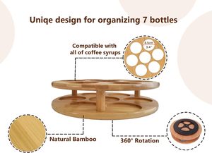 7 bouteilles bambou rotatif café sirop organisateur en bois paresseux Susan sirop <span class=keywords><strong>porte</strong></span>-<span class=keywords><strong>bouteille</strong></span> pour épices emballé dans une boîte - Product Image 3