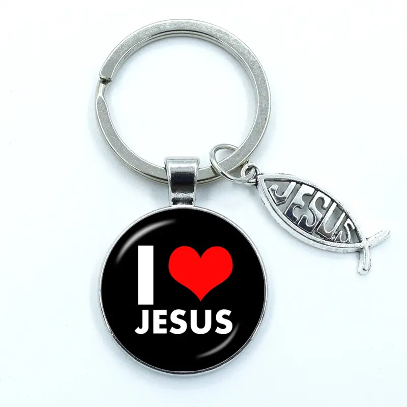 Popüler özelleştirmek logosu ve desen anahtarlık seviyorum İsa sembol zaman Gem hediye anahtarlık