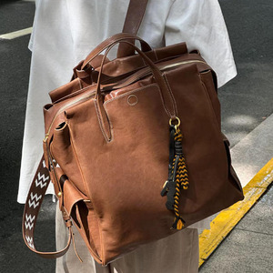 Unisex Vintage Leather <b>Backpack</b> <b>Large</b> Capacity Laptop Bag for Work Commute School Travel - Product Image 3