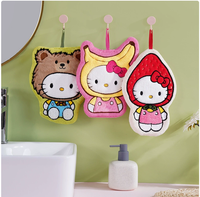 Cartoon Fruit Coral Fleece Child Quick-Dry Thick Absorbent Lint Free Embroidered Hand Towels Hanging Kitchen Bathroom