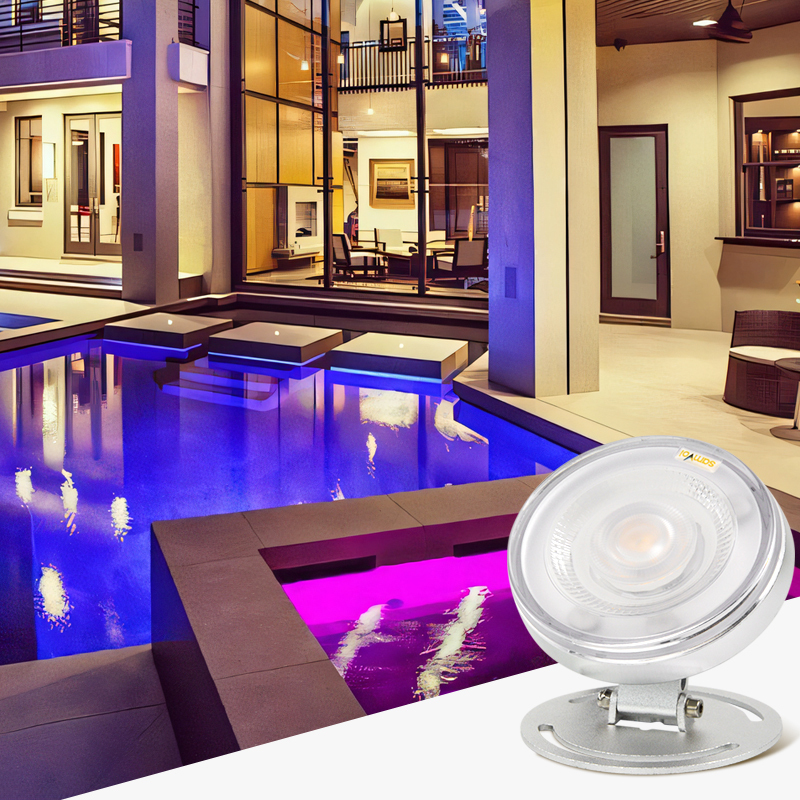 Outdoor IP68 Waterproof DC24V Aluminum Landscape Swimming Pool Underwater LED Light with RGB Color Control Surface Illumination