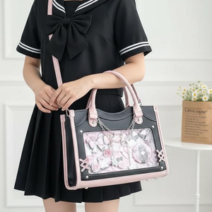 Sac fourre-tout Itabag en gros, style Cool Girl, avec garniture contrastante et double chaîne métallique intégrée - Product Image 6