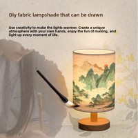 Lampe de table en relief atmosphère médiévale faite à la main lin fleur séchée calligraphie table de chevet décoration de chevet E14 chambre tissu