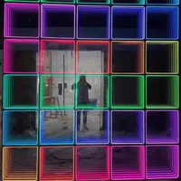 Panneau mural LED à effet néon miroir 3D avec connexion filaire, système modulaire commercial pour club, bar, fête, événement